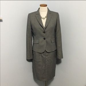 J. Crew 8 6 Blazer Skirt Suit Black White Wool